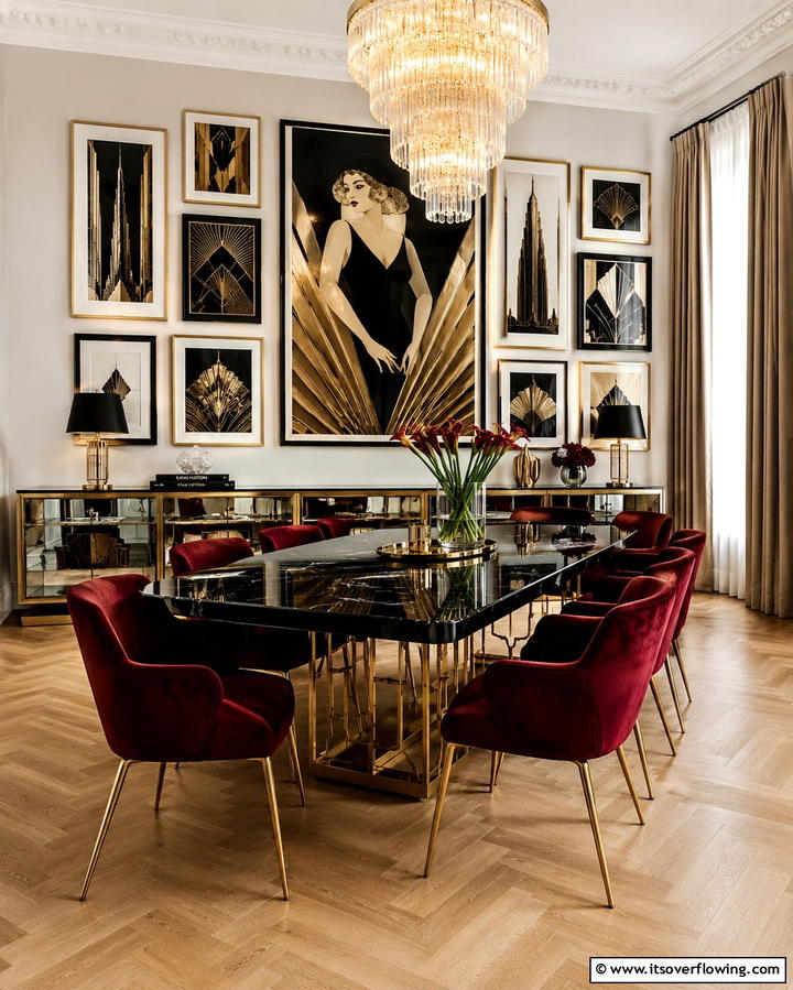 Bold Artwork Displays - 25 Art Deco Dining Room Ideas for a Glamorous Space