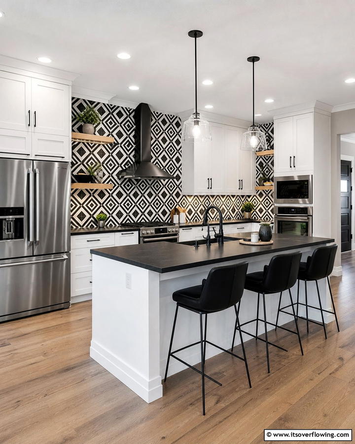 Bold Backsplash Designs - 21 Striking Black & White Kitchen Ideas for Bold Spaces