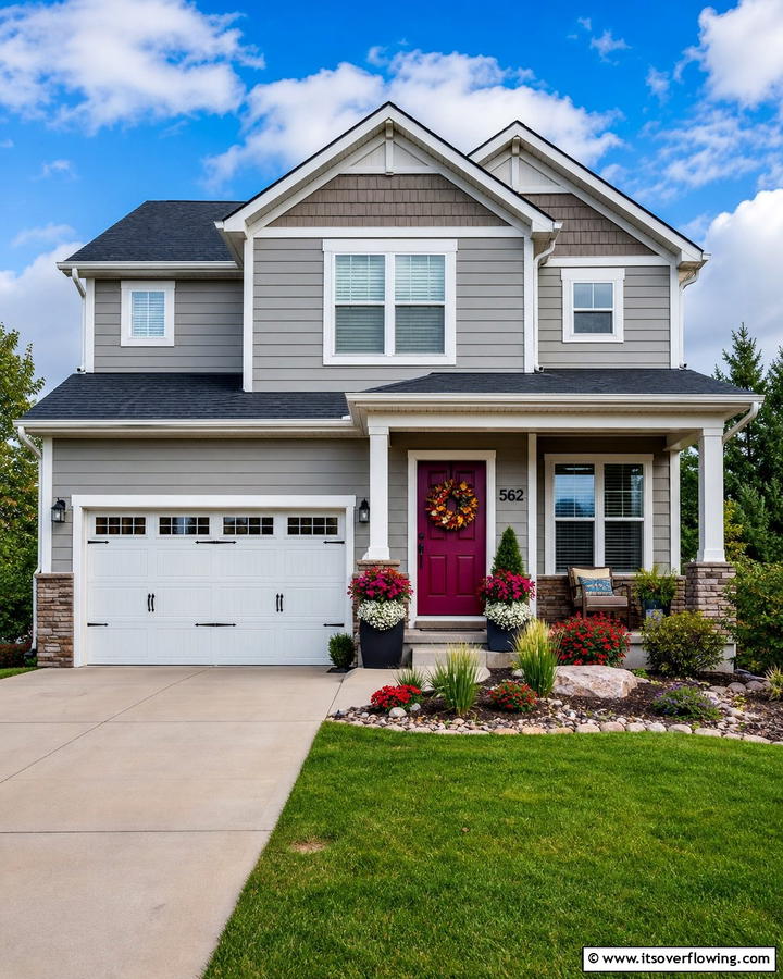 Bold Berry Burst - 20 Dark Purple Front Door Ideas for a Bold Entrance