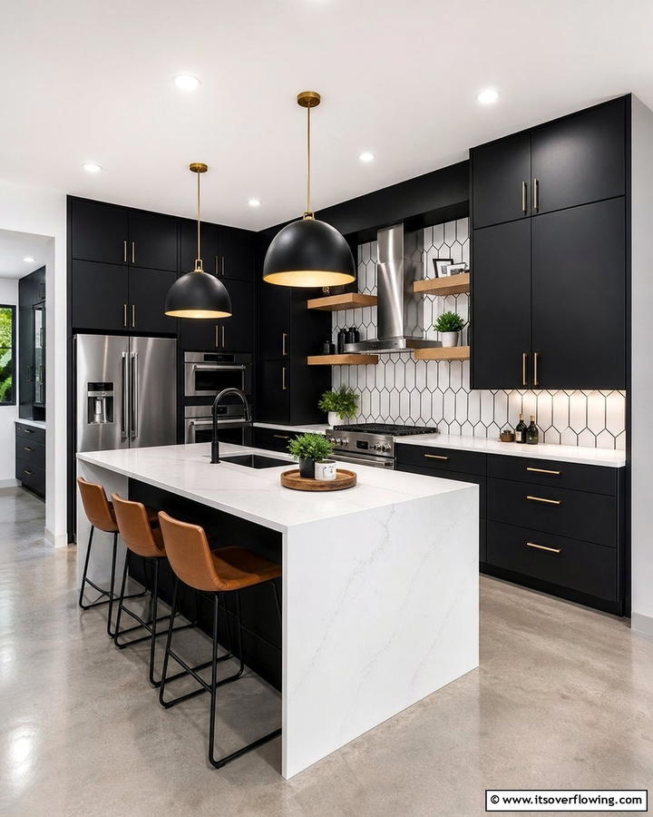 Bold Black Accents - 21 Kitchen Cabinet Color Ideas for Bold & Subtle Styles