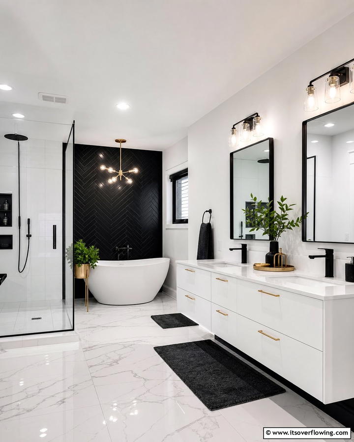 Bold Black Accents - 21 Bathroom Color Ideas to Refresh Your Space with Vibrant Hues