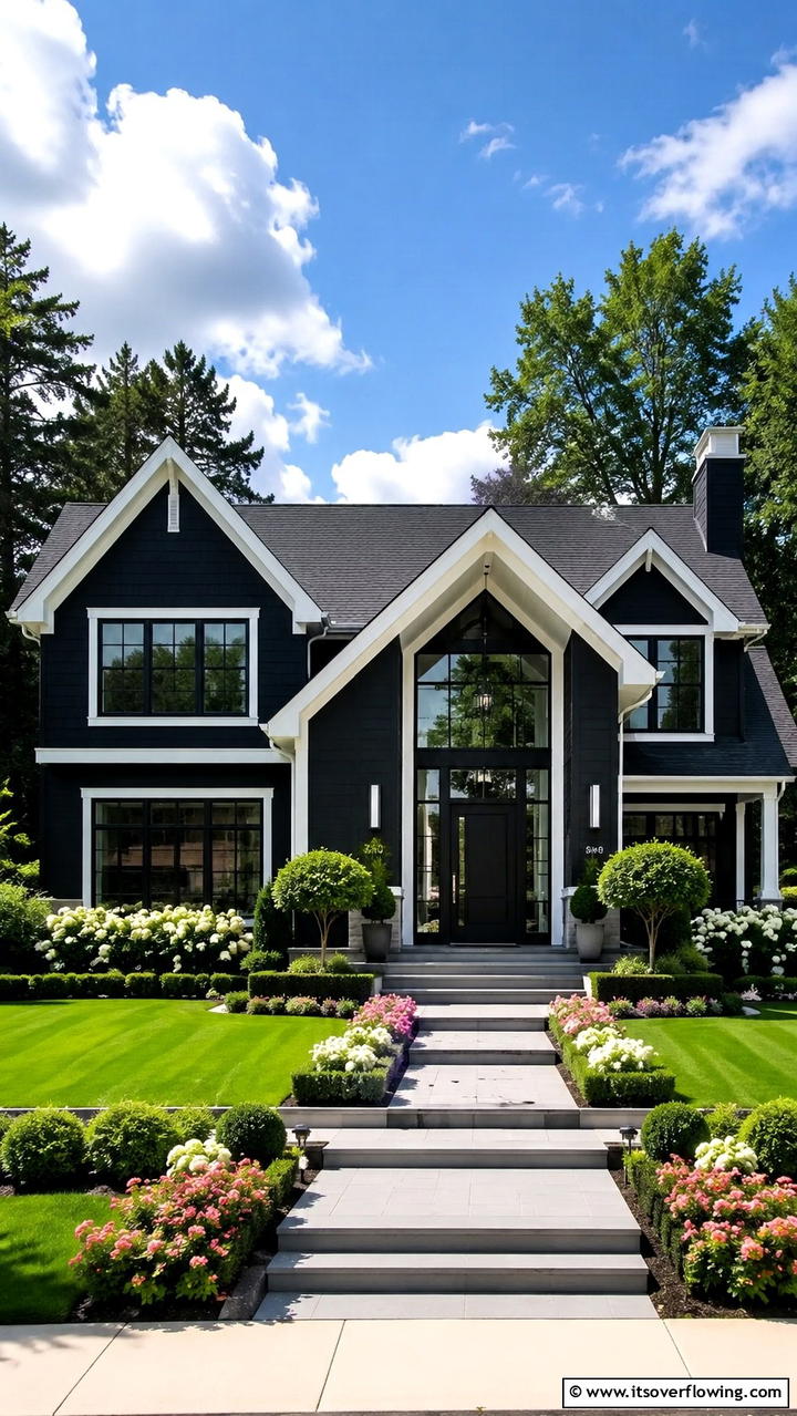 Bold Black Brilliance - 30 Black House Exteriors- Bold Paint Colors for Modern Homes