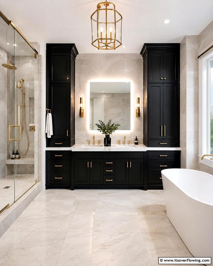 Bold Black Cabinets - 25 Bathroom Cabinet Color Ideas for a Fresh Look