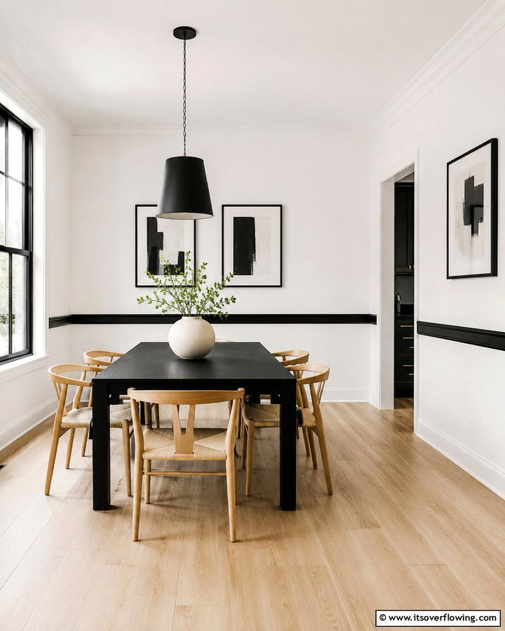 Bold Black Chair Rail - 30 Stylish Chair Rail Molding Ideas to Elevate Your Interiors