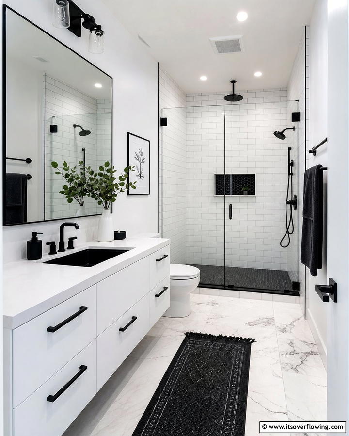 Bold Black Fixtures - 25 Bathroom Remodel Ideas for a Fresh New Look