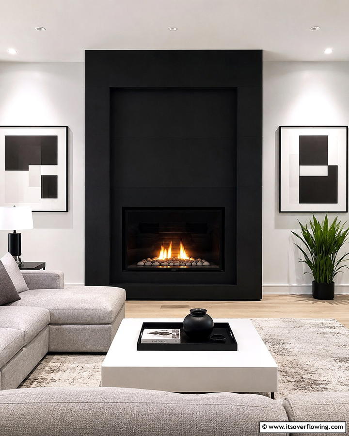 Bold Black Frame - 25 Black and White Fireplace Ideas for Timeless Elegance