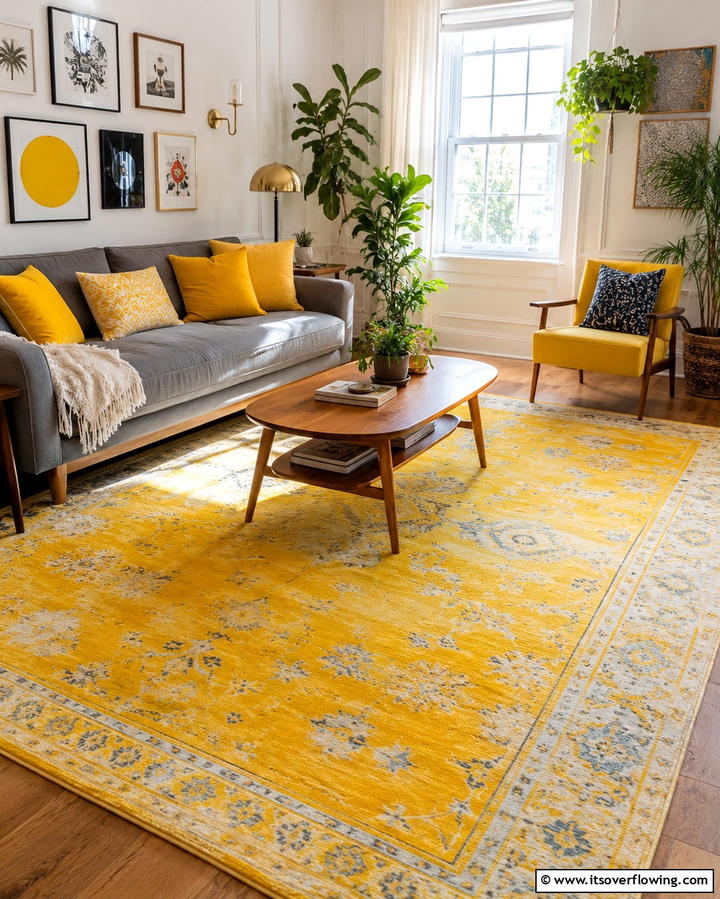 Bold Black Rug for a Striking Contrast - 20 Perfect Rug Colors to Pair with a Grey Couch for Any Room