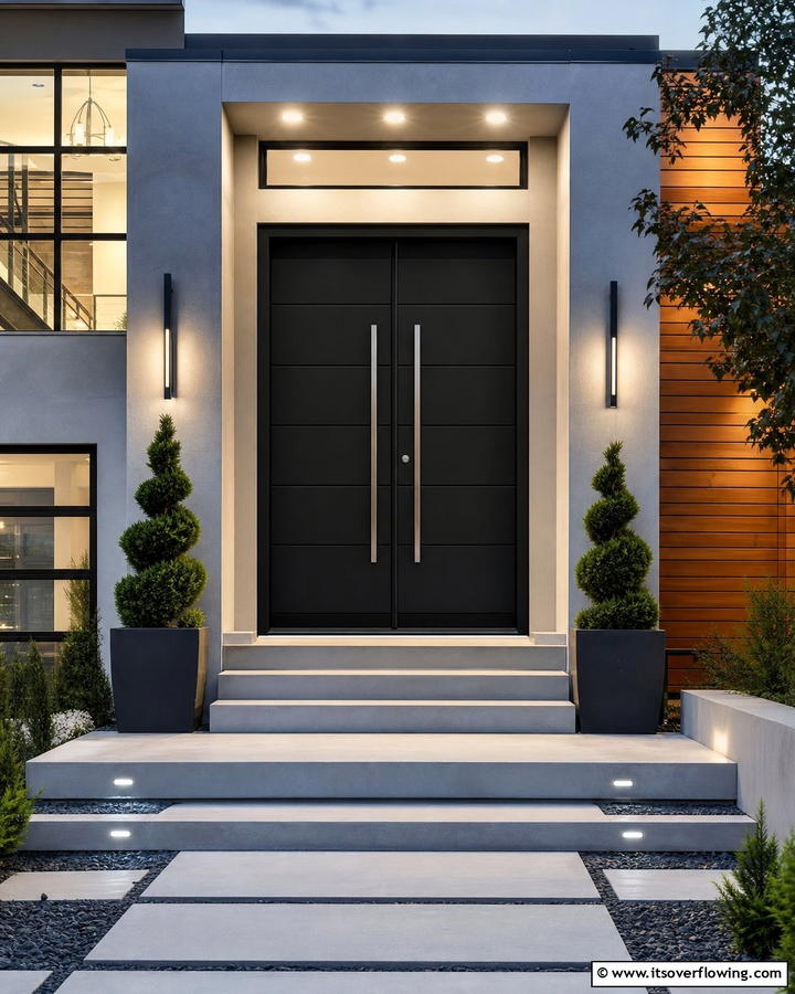 Bold Black Statement - 21 Front Door Color Ideas to Boost Your Home’s Curb Appeal