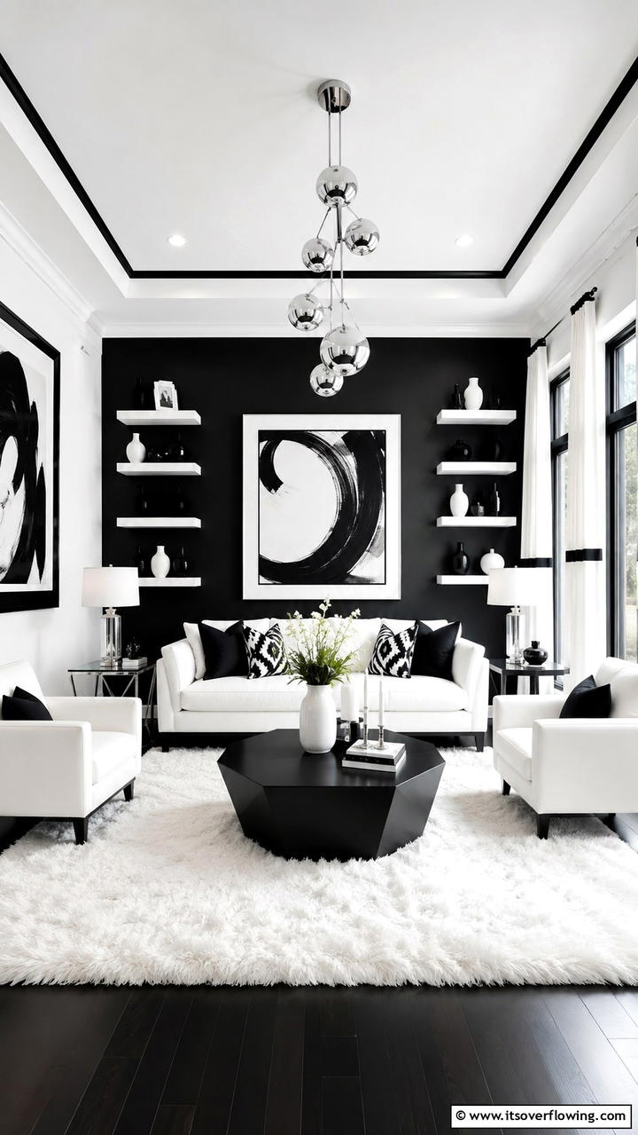 Bold Black and Crisp White - 21 Two Colour Combinations for a Vibrant Living Room