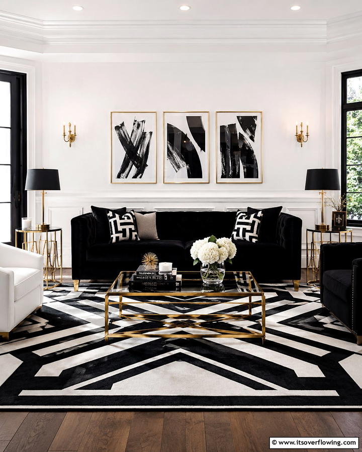 Bold Black and White Contrast - 25 Monochromatic Living Room Ideas for a Sleek Look