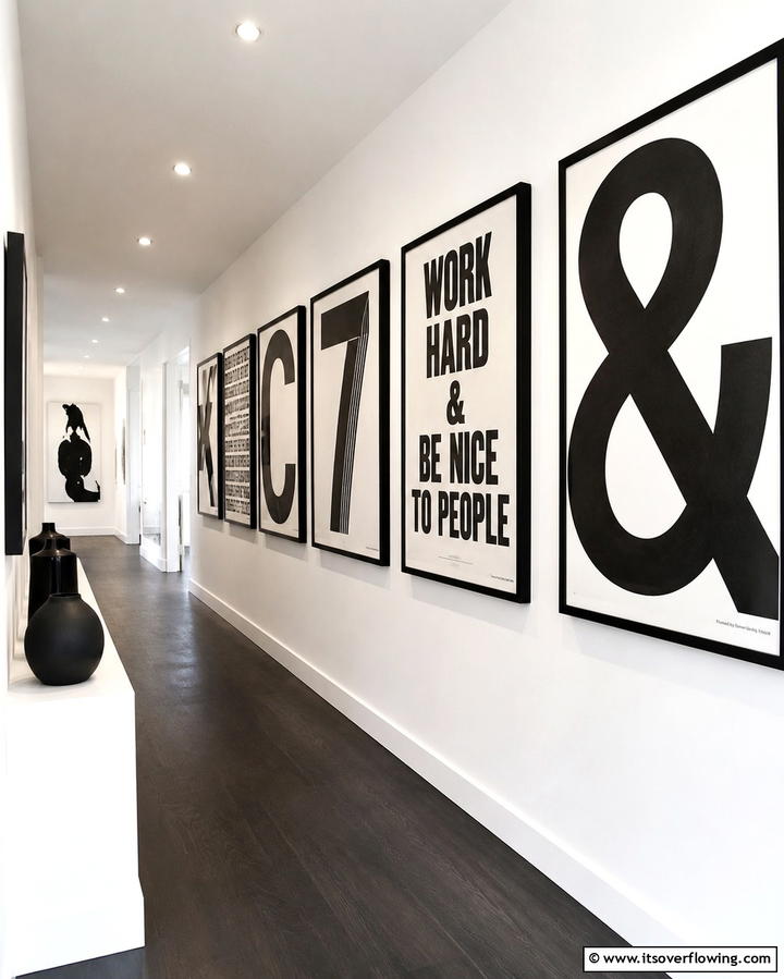 Bold Black and White Prints - 30 Chic Black and White Hallway Ideas for Timeless Elegance