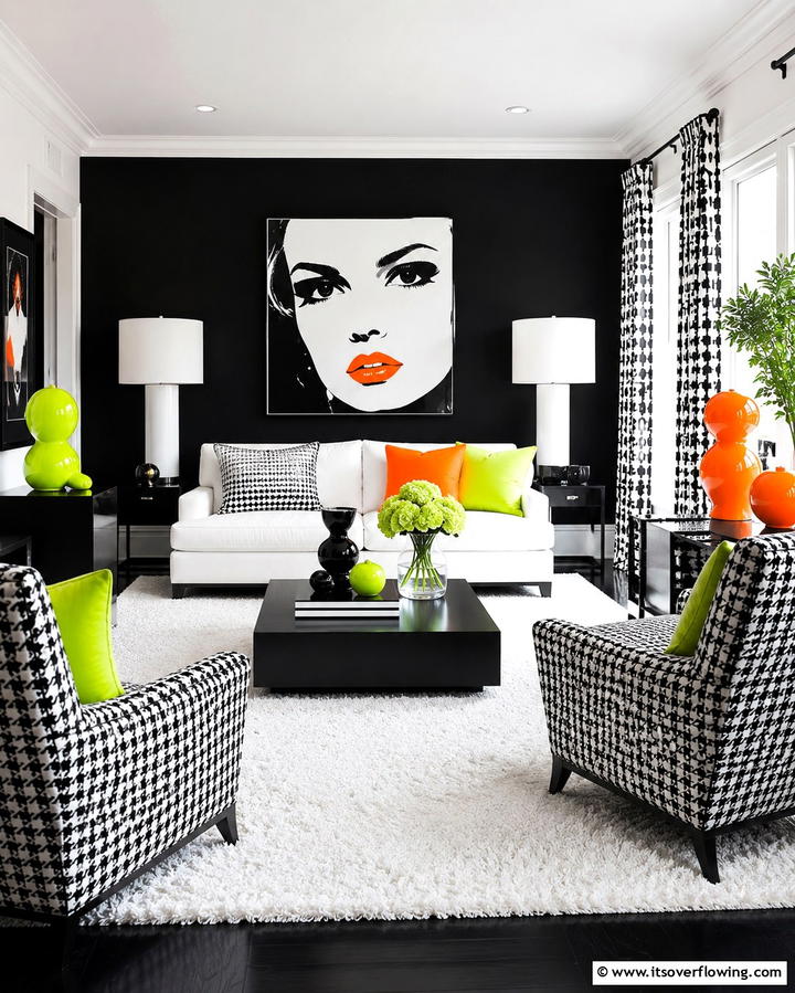 Bold Black and White Twist - 30 Vibrant Colorful Living Room Inspirations for Bold Interiors