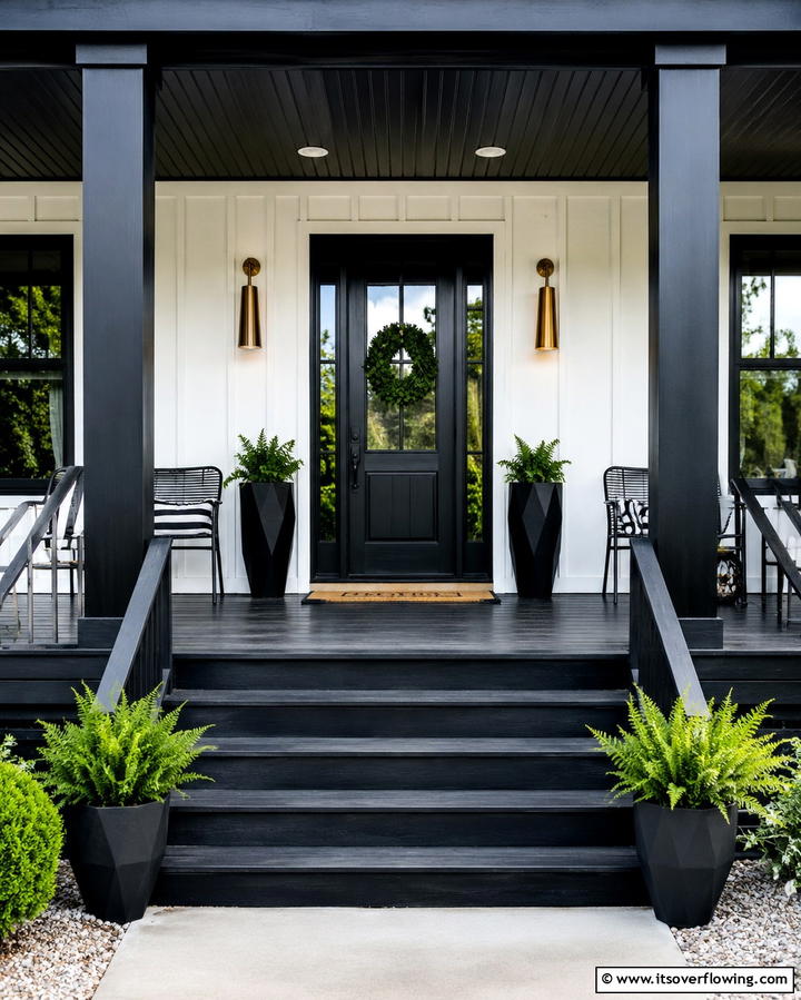 Bold Black for Modern Contrast - 30 Porch Paint Color Ideas for Inviting Entryways