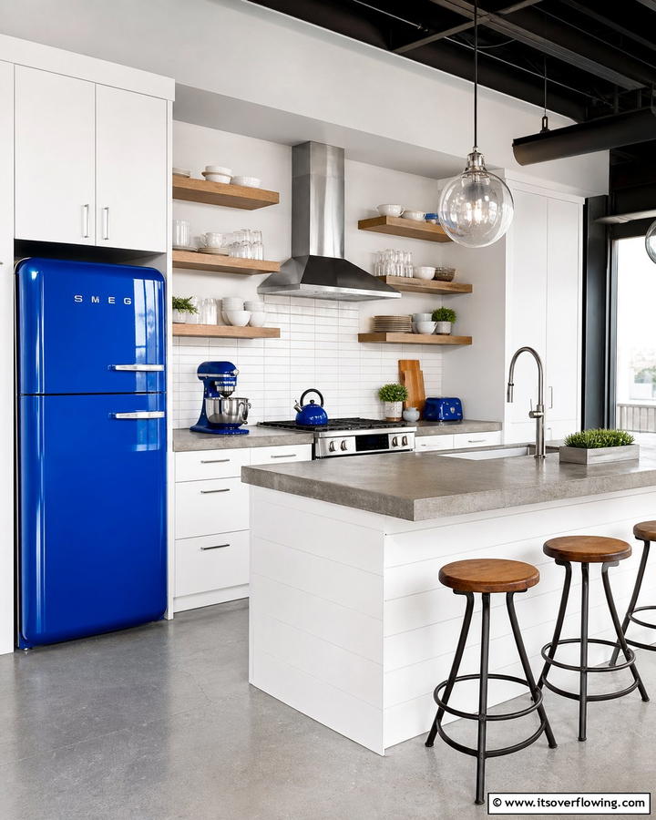 Bold Blue Appliances Showcase - 21 Inviting Blue Kitchen Ideas for Coastal or Modern Themes