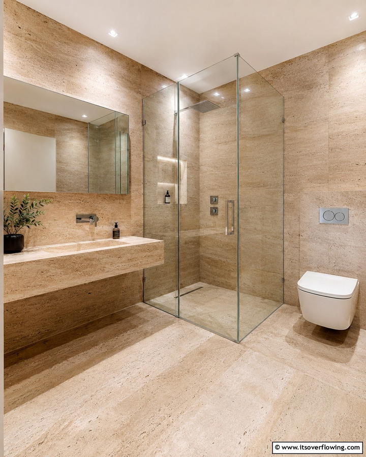 Bold Borders for Definition - 25 Travertine Tile Bathroom Ideas for Natural Beauty