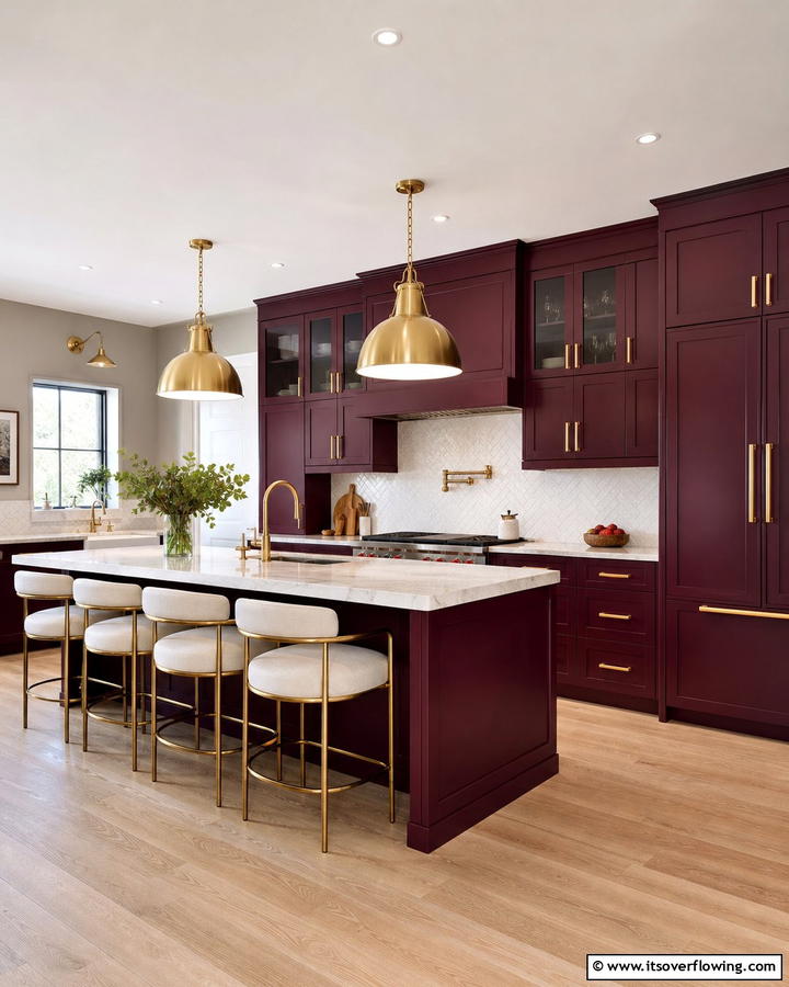 Bold Burgundy Statement - 21 Kitchen Cabinet Color Ideas for Bold & Subtle Styles