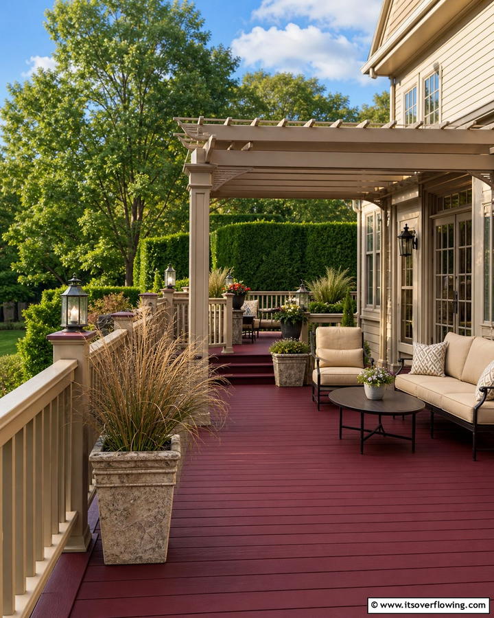 Bold Burgundy and Beige - 30 Two-Tone Deck Color Schemes for Dynamic Outdoor Spaces