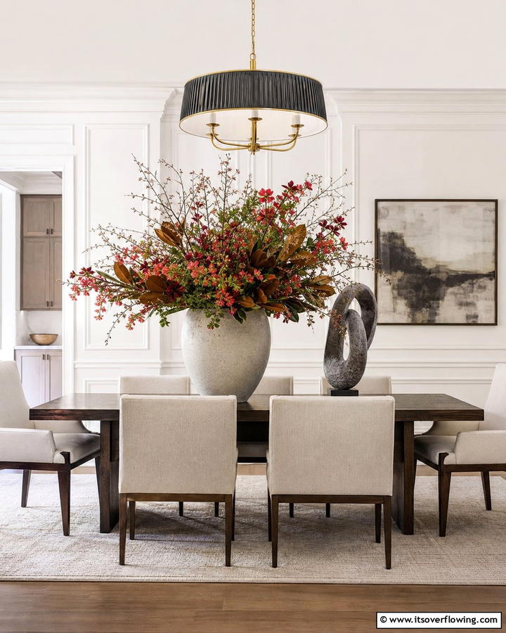 Bold Centerpieces - 30 Transitional Dining Room Ideas Blending Modern and Classic