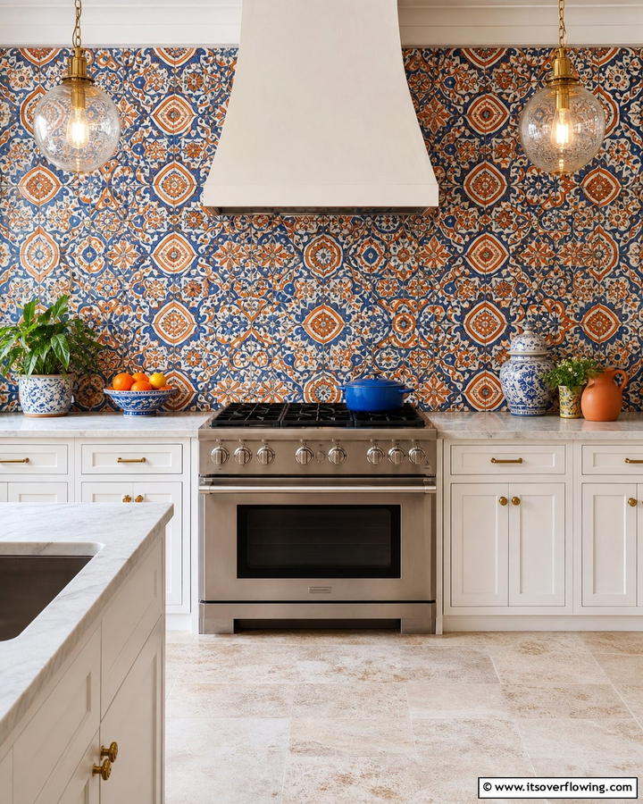 Bold Ceramic Tile Backsplash - 21 Kitchen Wall Decor Ideas for a Personalized Culinary Space