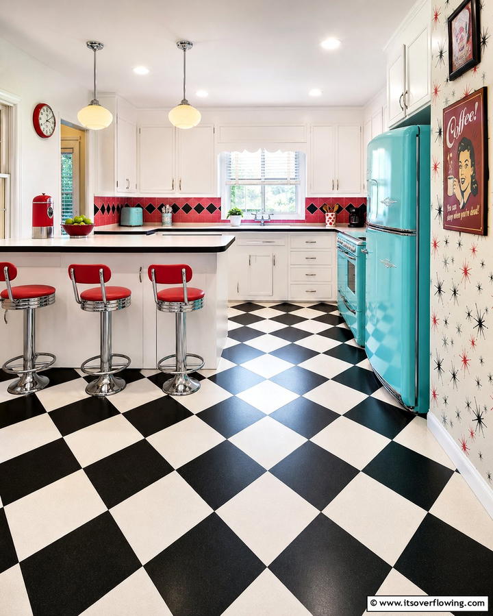 Bold Checkerboard Floors - 25 1980s Kitchen Ideas for a Retro Revival