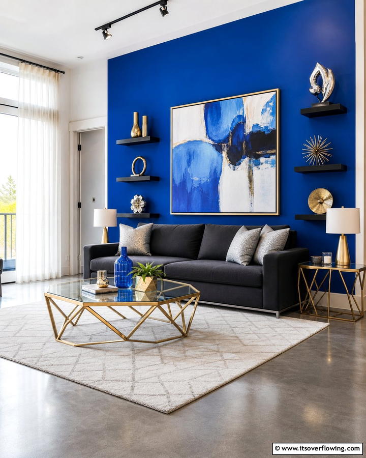 Bold Cobalt Statement - 20 Blue Accent Wall Ideas- Bold & Beautiful Designs