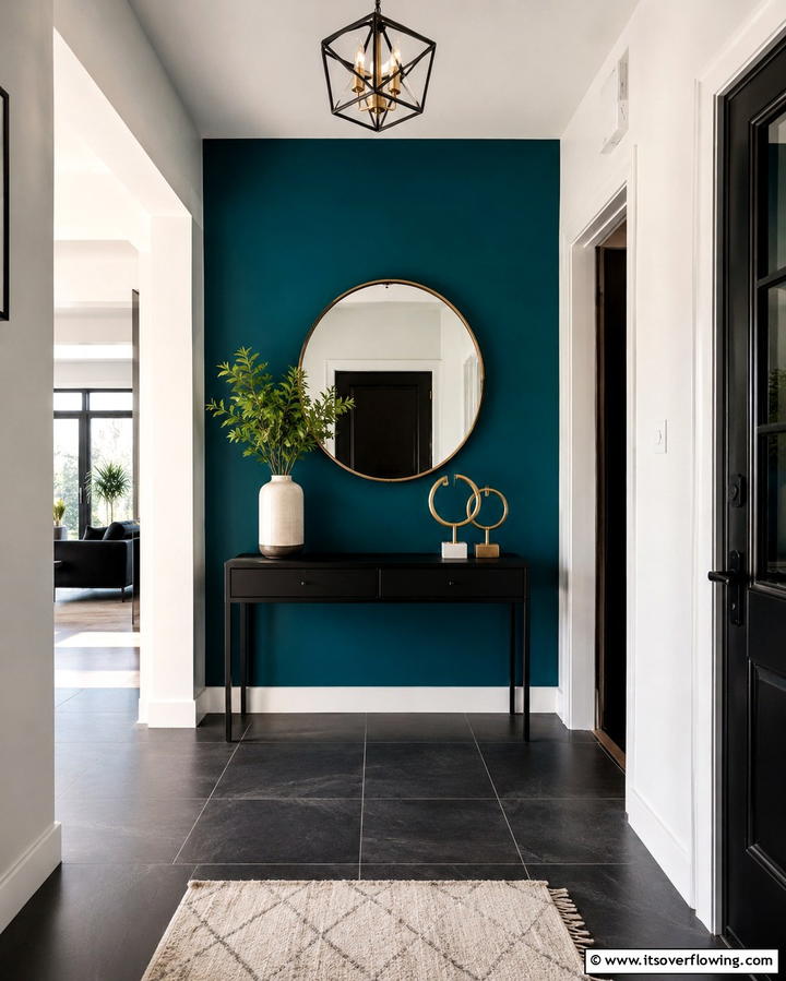 Bold Color Accent - 30 Modern Entryway Ideas- First Impressions with Style