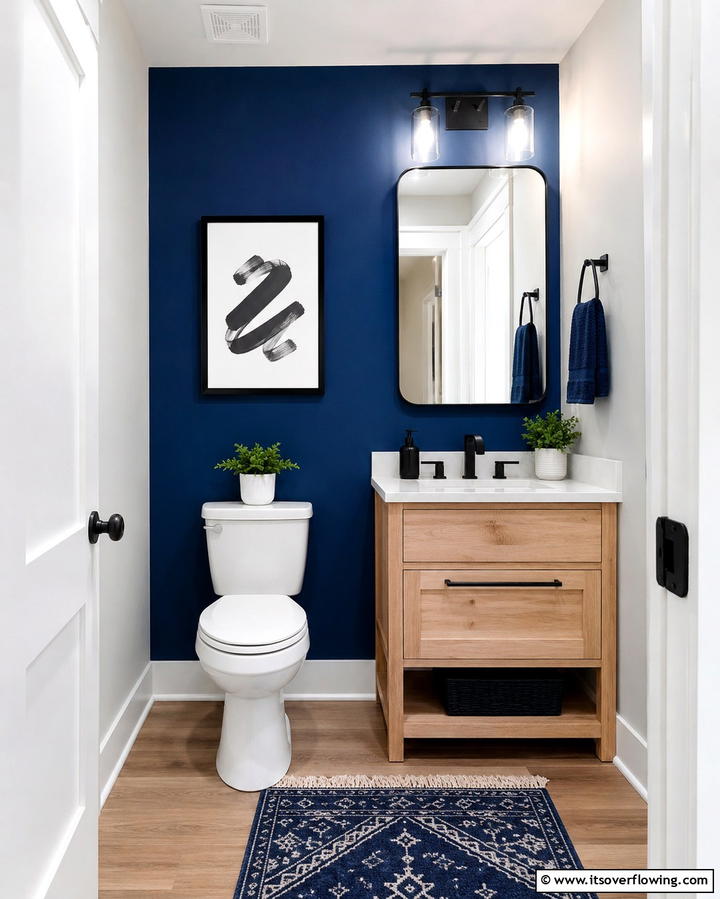 Bold Color Accent - 25 Hall Bathroom Ideas for Small and Functional Spaces