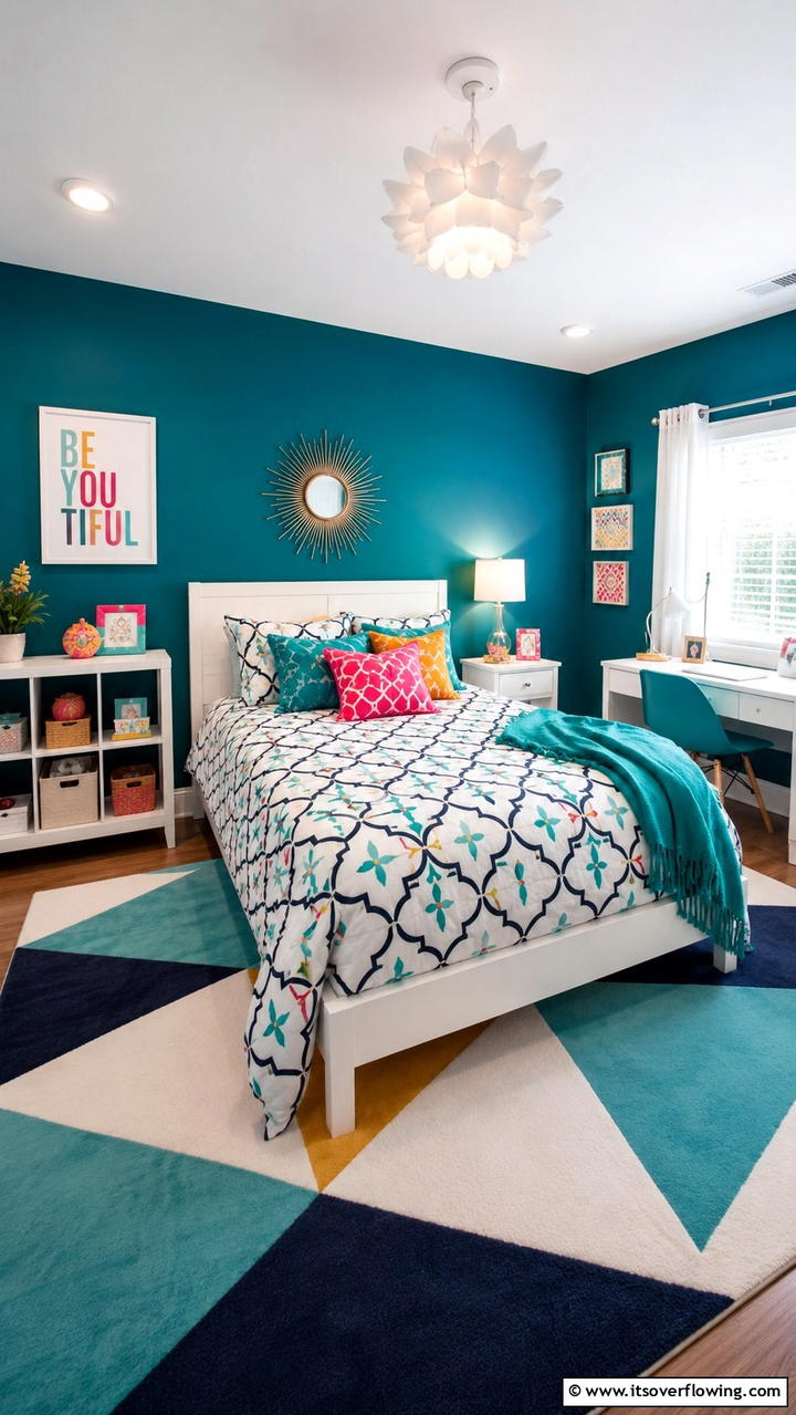 Bold Color Accents - 21 Modern Teen Bedroom Ideas for Functional and Stylish Spaces