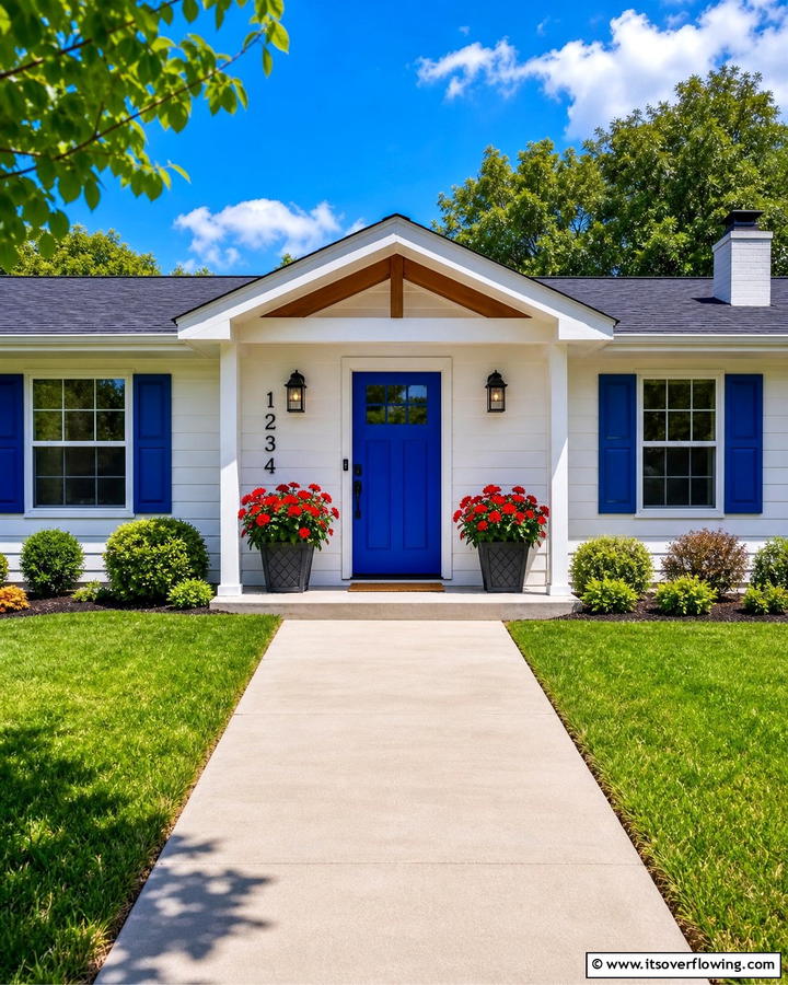 Bold Color Accents - 21 Ranch Home Curb Appeal Inspiration Ideas