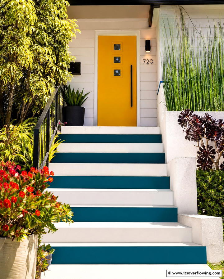 Bold Color Accents - 25 Front Step Ideas to Enhance Your Home’s Entrance