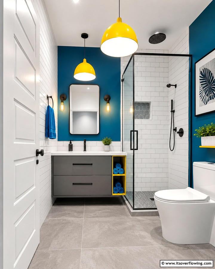 Bold Color Accents - 30 Bathroom Pendant Lighting Ideas for Modern Illumination
