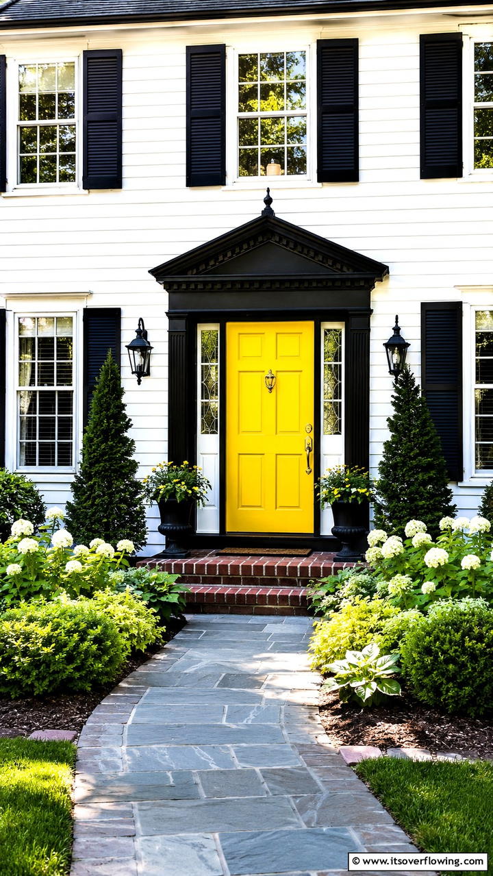 Bold Color Accents - 30 Colonial Front Door Ideas to Enhance Your Home’s Charm