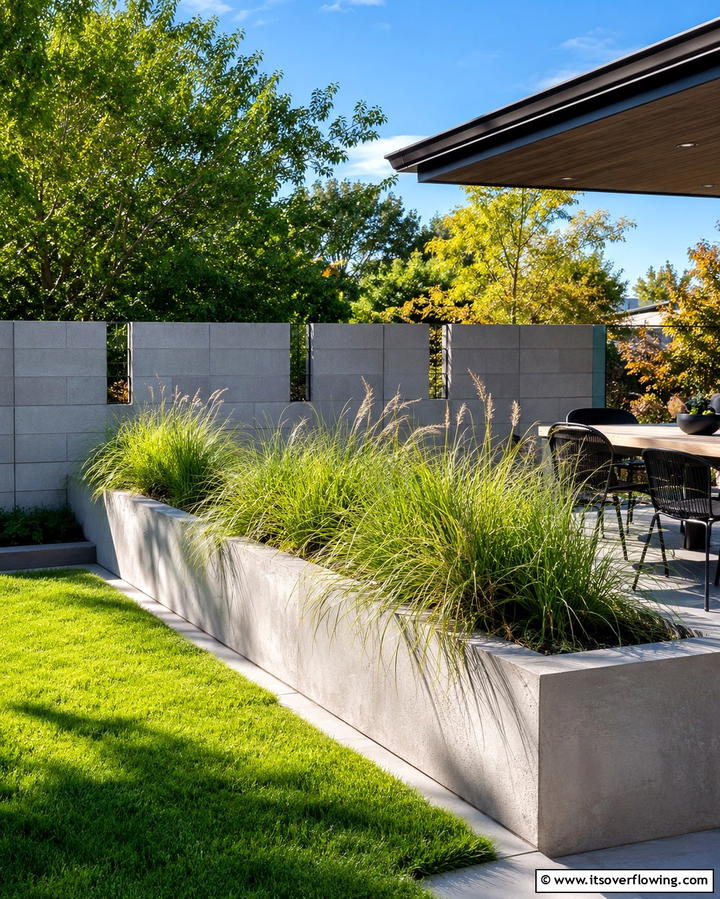 Bold Color Accents - 30 Creative Cinder Block Fence Designs for Outdoor Spaces