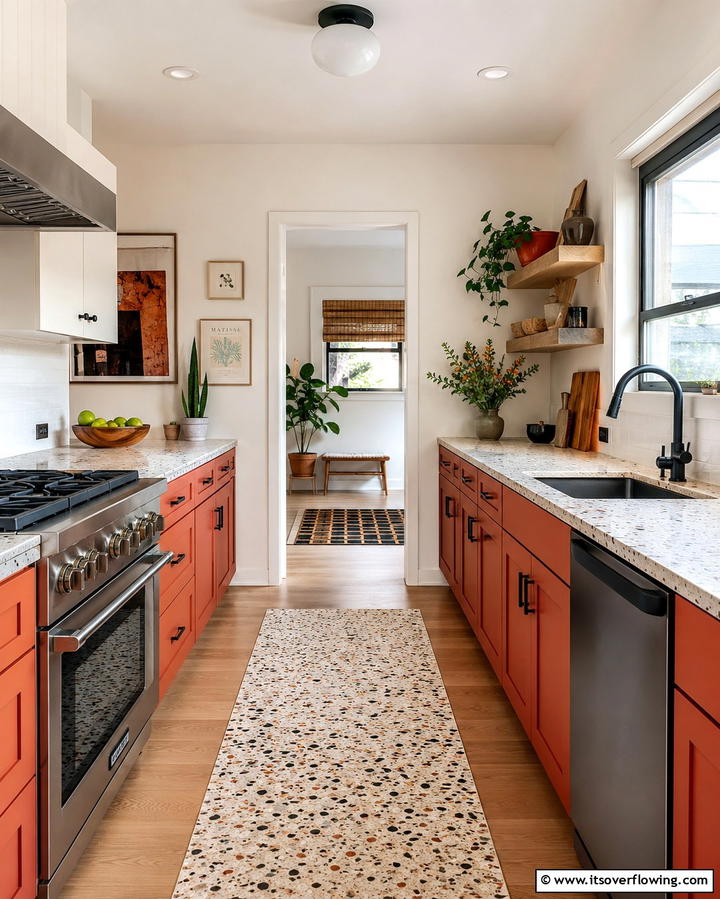 Bold Color Accents - 30 Galley Kitchen Ideas for Efficient and Stylish Layouts