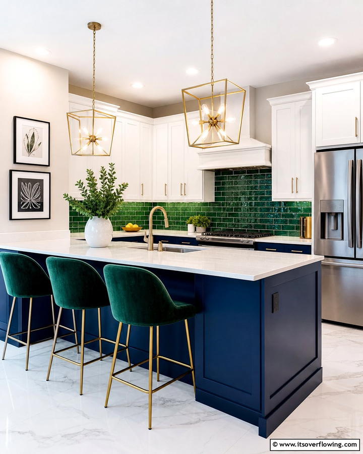Bold Color Accents - 21 Kitchen Peninsula Ideas for Functional Layouts