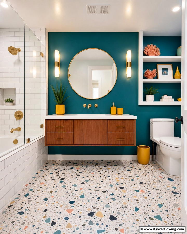 Bold Color Accents - 21 Mid-Century Modern Bathroom Ideas for Retro Elegance