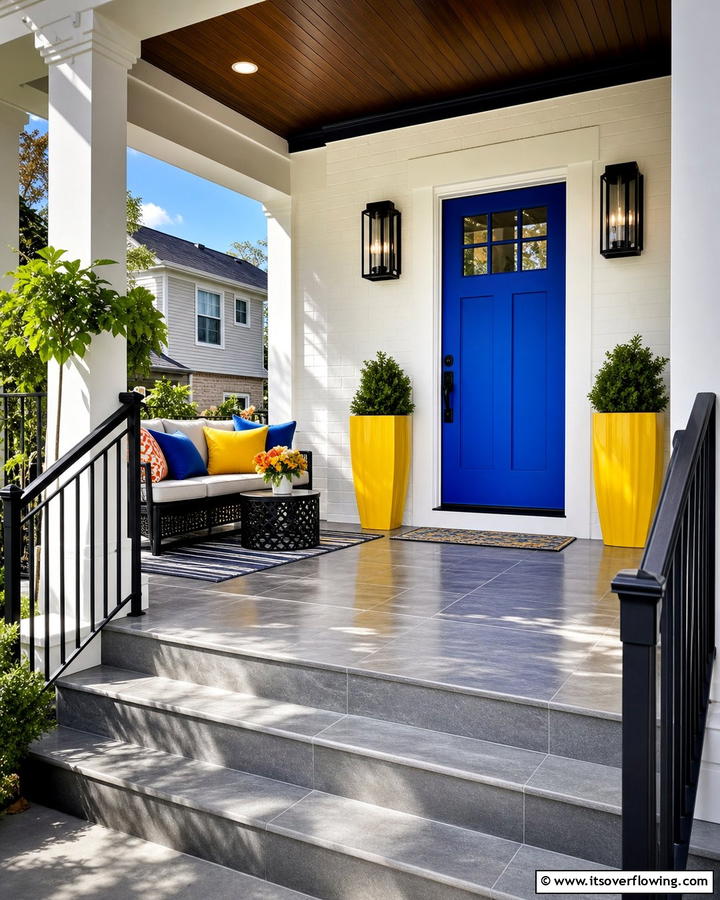 Bold Color Accents - 21 Modern Front Porch Ideas for Welcoming Entryways
