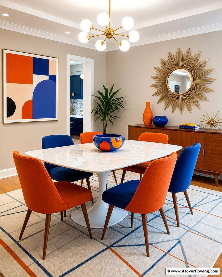 Bold Color Accents Dining - 30 Mid-Century Modern Dining Rooms with Timeless Design