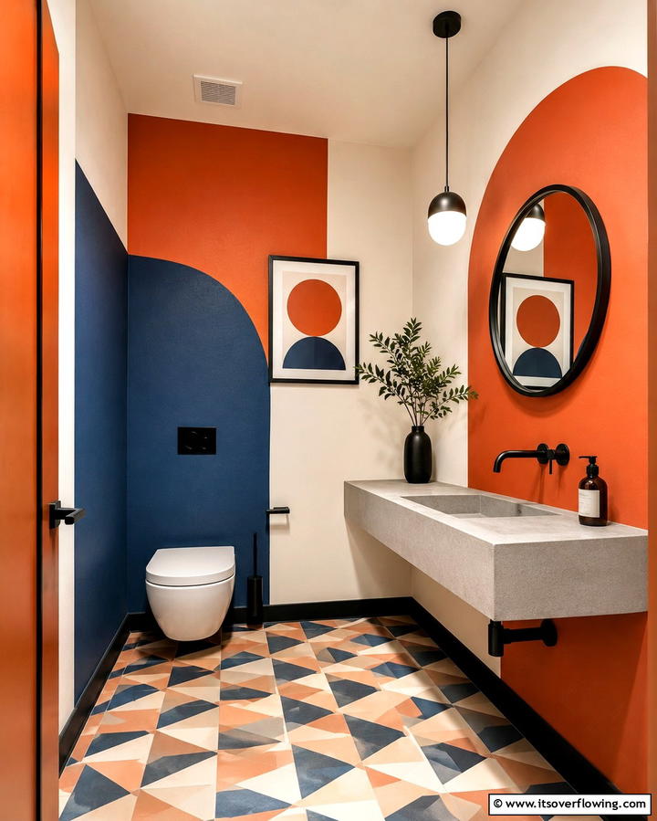 Bold Color Block Art - 30 Bathroom Mural Ideas for Bold and Artistic Wall Designs