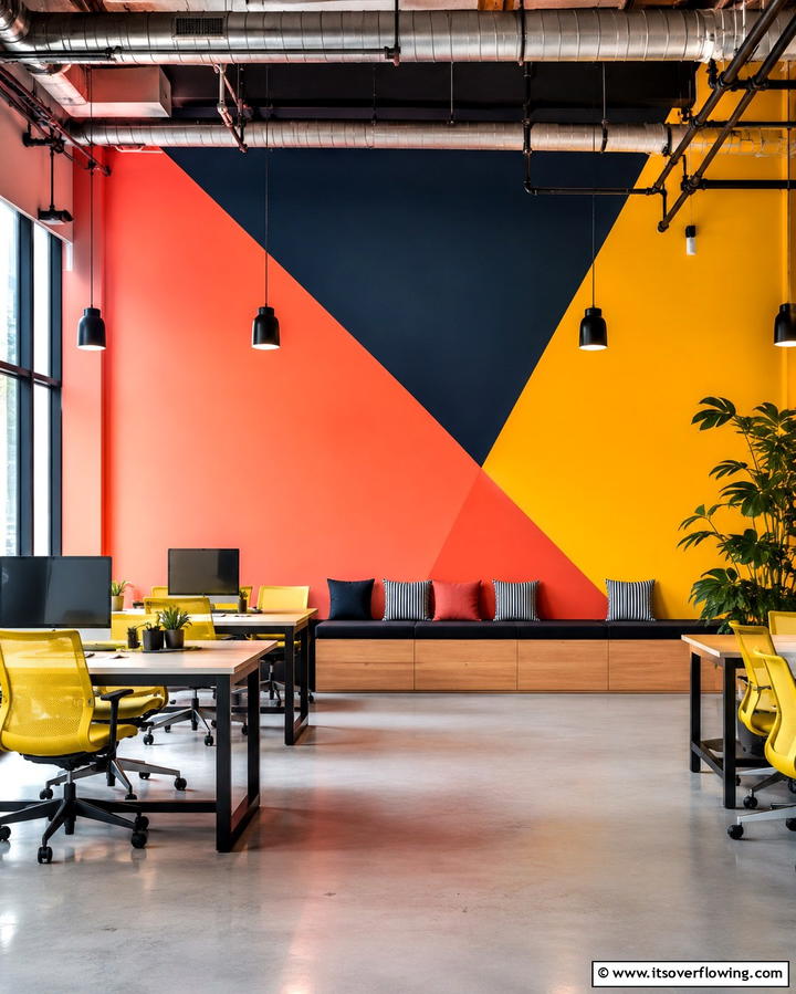 Bold Color Block Wall - 25 Creative Office Accent Wall Ideas to Inspire Your Space