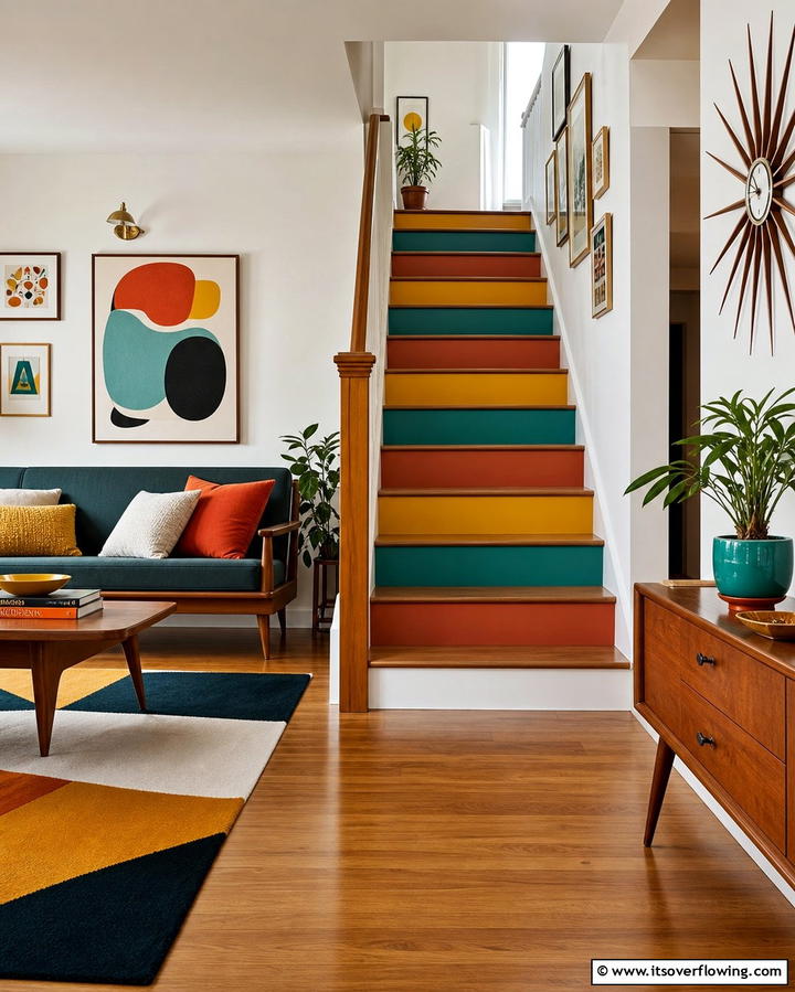 Bold Color Blocking - 25 Stair Riser Ideas to Enhance Your Home’s Interior