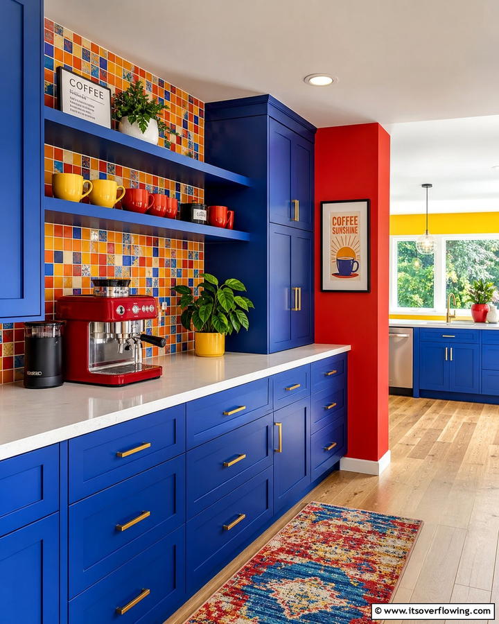 Bold Color Coffee Station - 21 Functional Coffee Station Ideas for Kitchen or Office