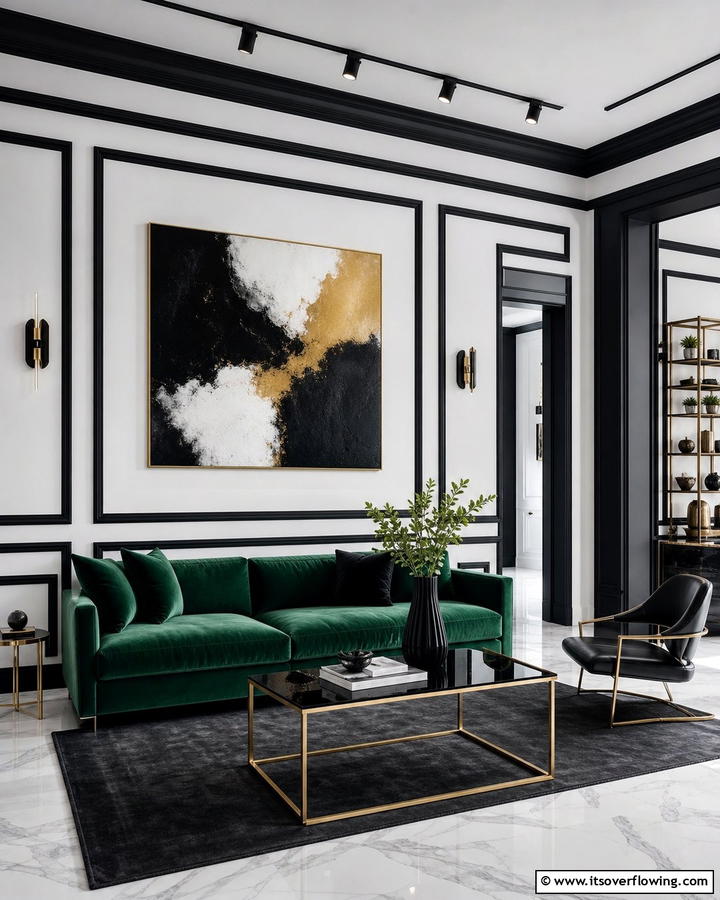Bold Color Contrast Trim - 30 Wall Molding Ideas to Elevate Your Interior Design
