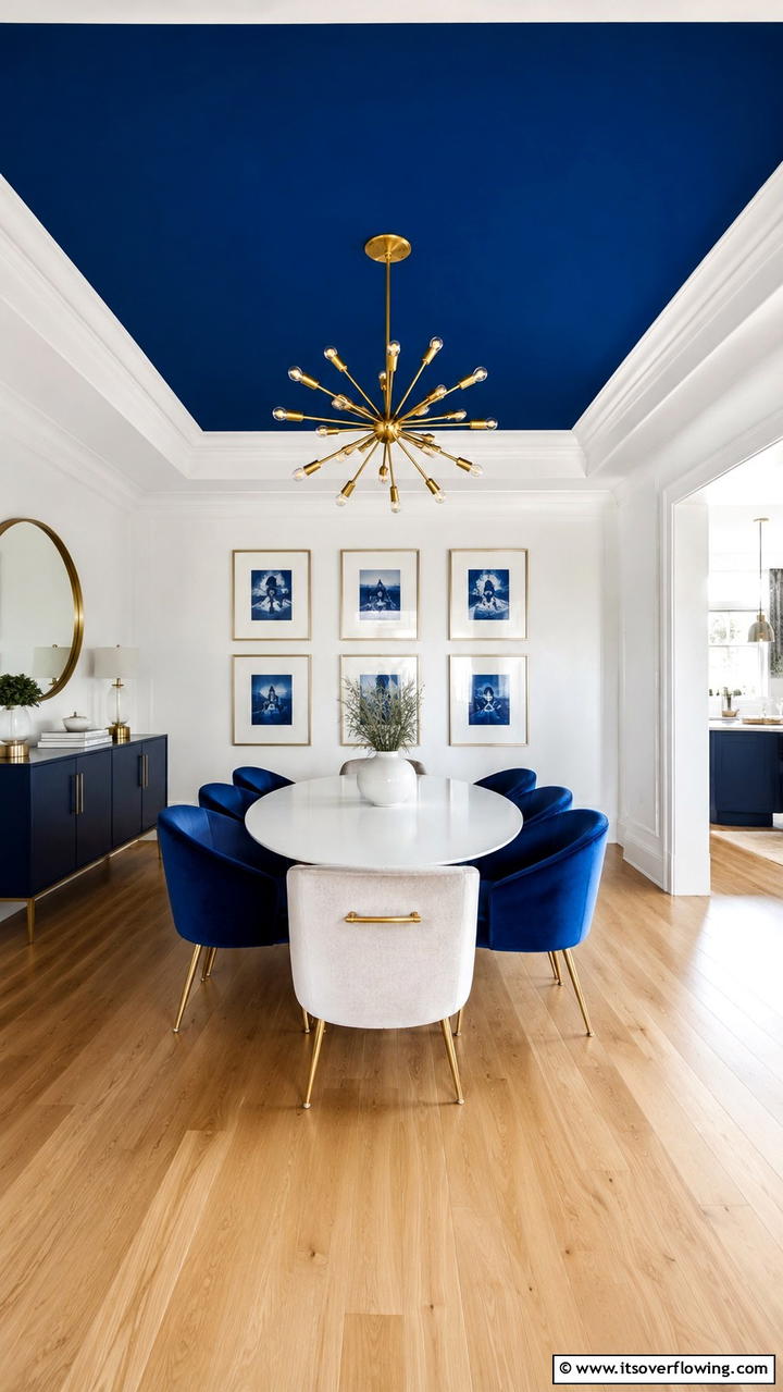 Bold Color Contrast - 30 Dining Room Ceiling Ideas to Elevate Your Space