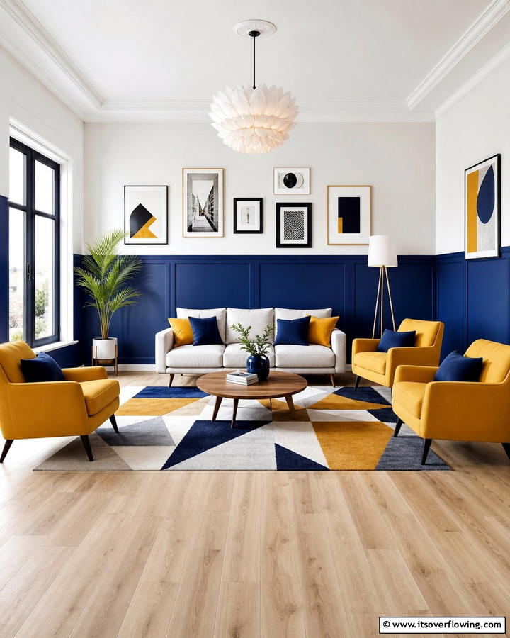 Bold Color Contrasts - 21 Half Wall Paneling Ideas for Modern Home Organizing