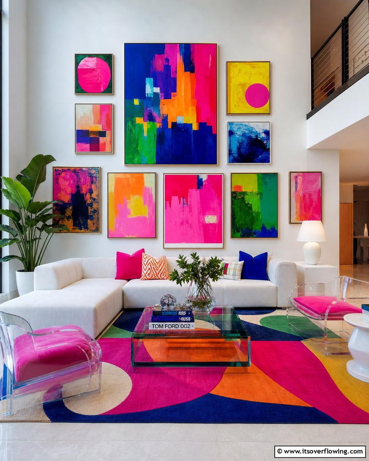 Bold Color Explosion - 21 Gallery Wall Ideas to Display Art and Memories