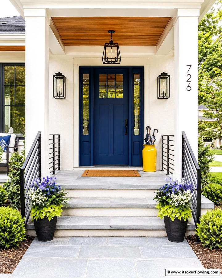 Bold Color Front Door - 30 Farmhouse Front Door Ideas for Curb Appeal