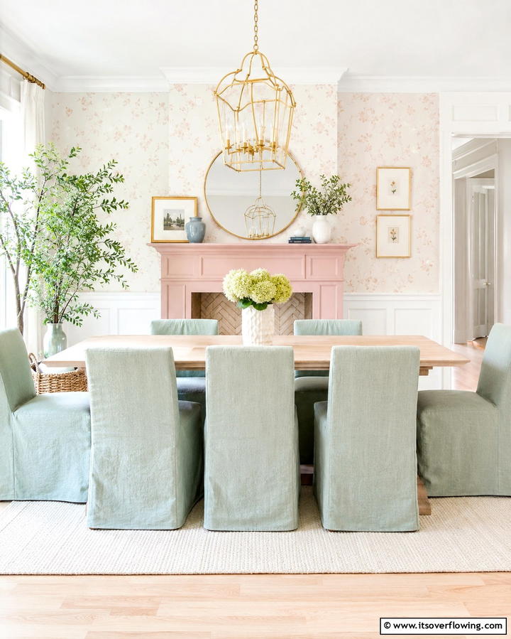 Bold Color Infusion - 30 Cozy Dining Room Fireplace Design Ideas & Tips