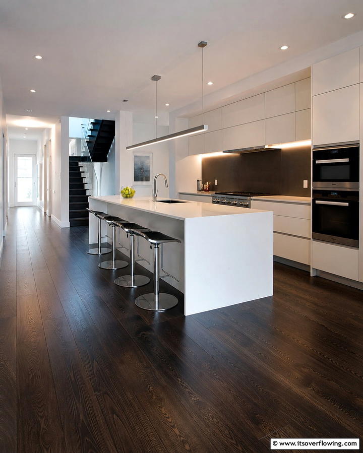 Bold Color Pairings - 25 Kitchen With Dark Wood Floors Ideas for Elegance