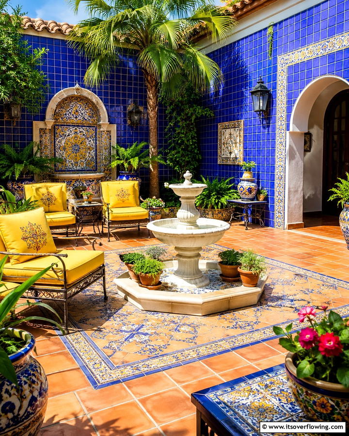 Bold Color Palettes - 20 Spanish Courtyard Ideas for a Serene Outdoor Space